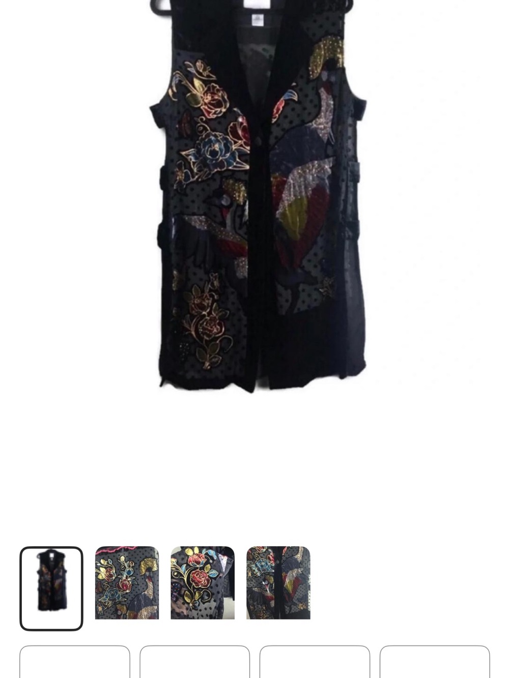 John Mark Black Sleeveless Embroidered Patchwork Vest